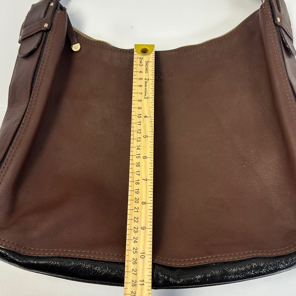 Kate Spade New‎ York Leather Hobo Shoulder Bag Purse Brown Gold Tone Hardware - Picture 11 of 16